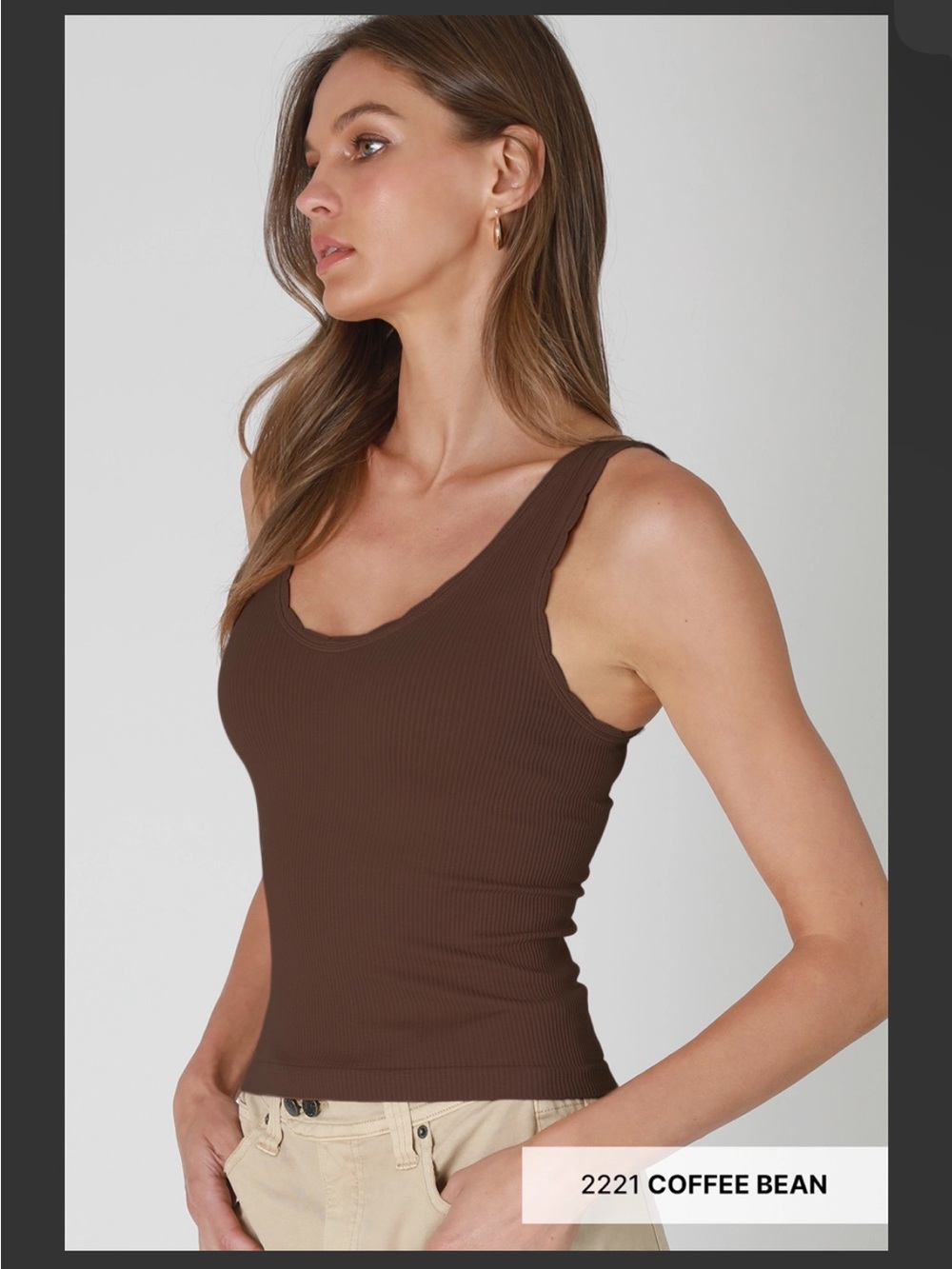 Nikibiki Reversible Scallop Edge Tank. Coffee Bean color BRAND NEW no tags